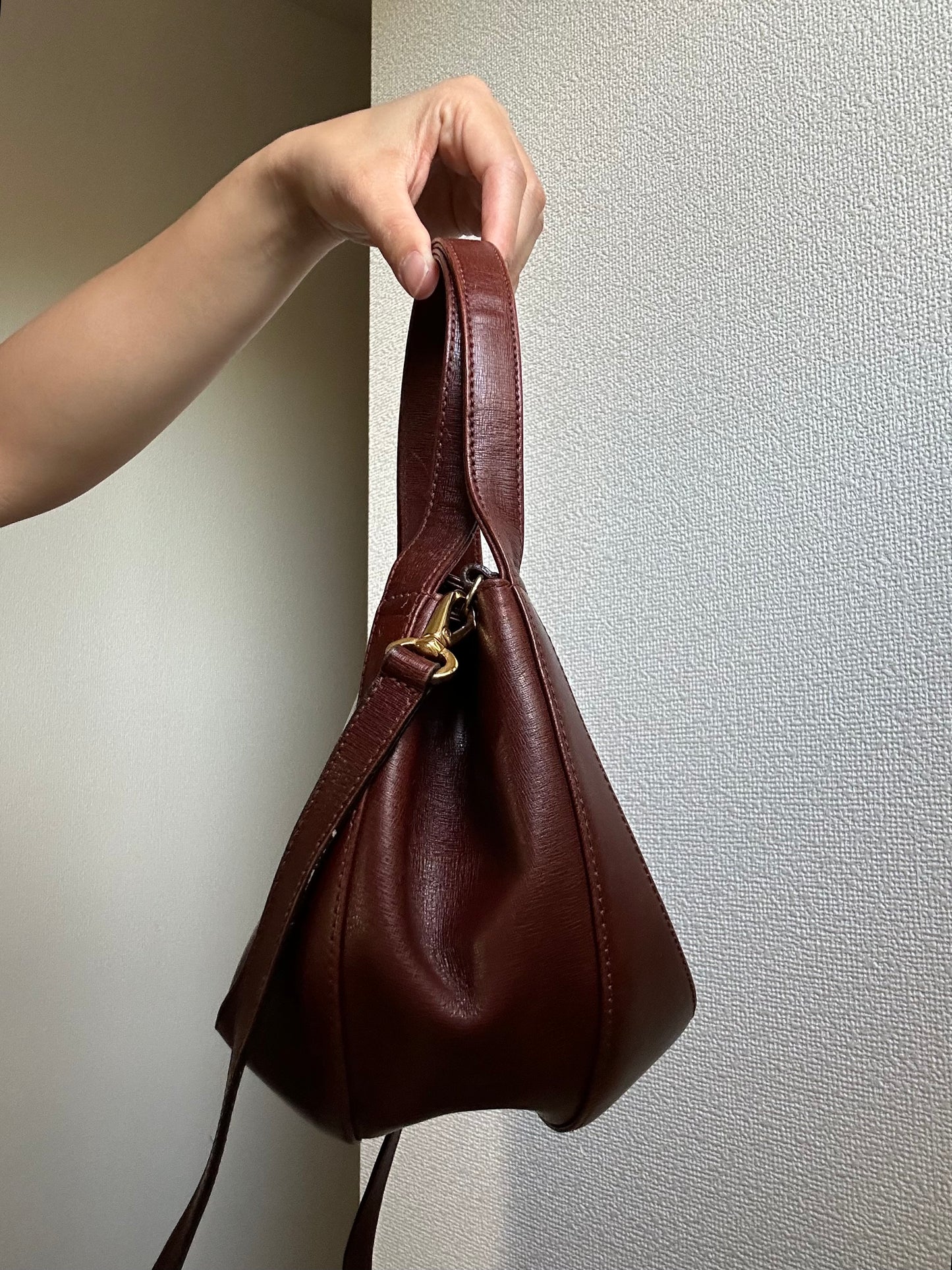 Salvatore Ferragamo Burgundy Three-way Round Bag