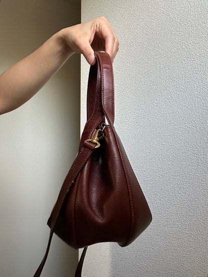 Salvatore Ferragamo Burgundy Three-way Round Bag