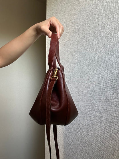 Salvatore Ferragamo Burgundy Three-way Round Bag