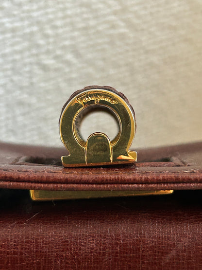 Salvatore Ferragamo Burgundy Three-way Round Bag
