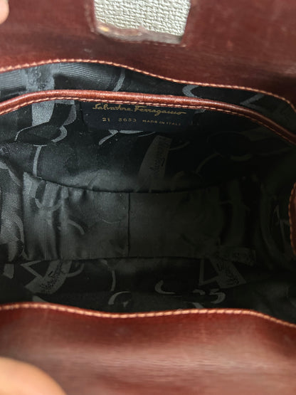 Salvatore Ferragamo Burgundy Three-way Round Bag