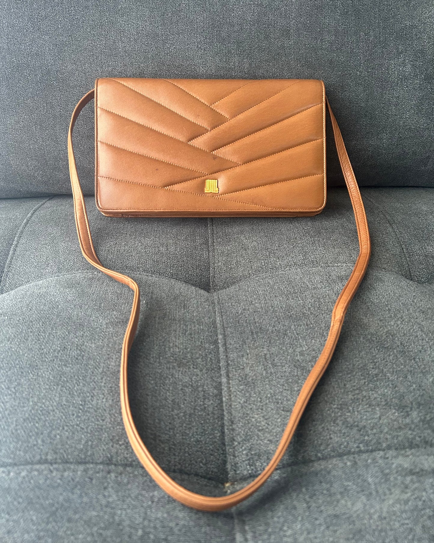 Lanvin Paris JL Logo Brown Quilted Bag