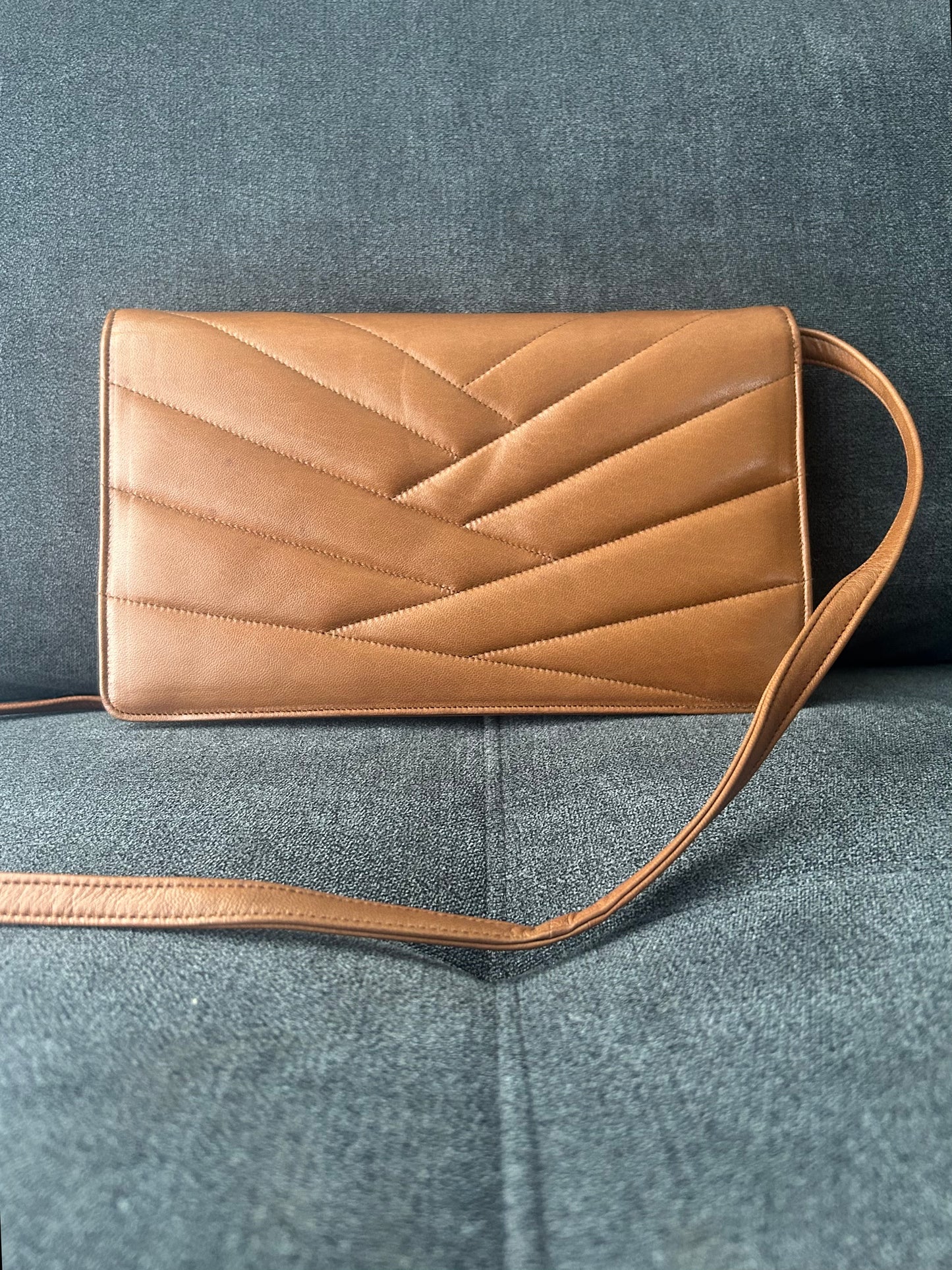 Lanvin Paris JL Logo Brown Quilted Bag