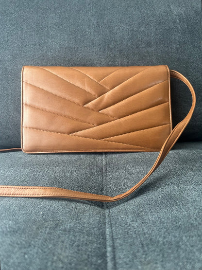 Lanvin Paris JL Logo Brown Quilted Bag