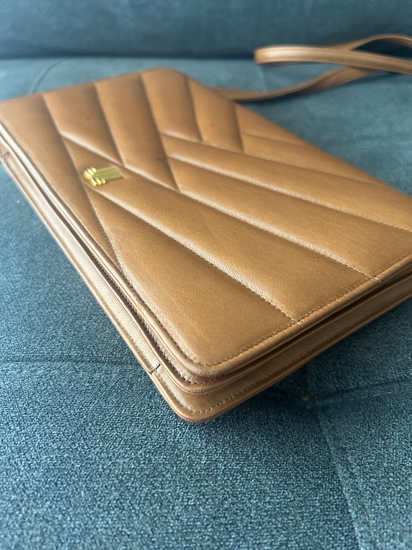 Lanvin Paris JL Logo Brown Quilted Bag