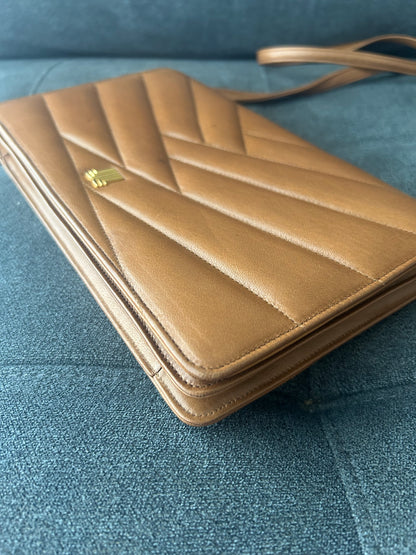 Lanvin Paris JL Logo Brown Quilted Bag