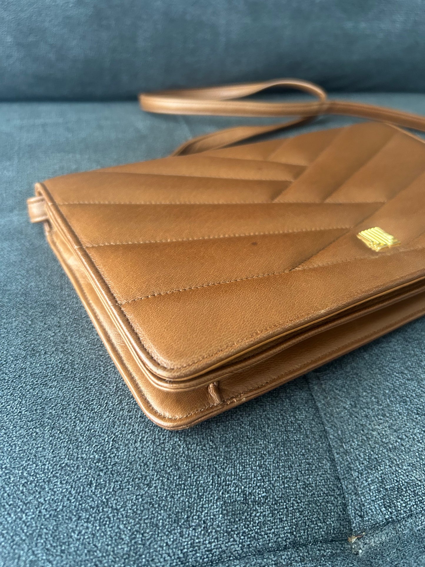 Lanvin Paris JL Logo Brown Quilted Bag