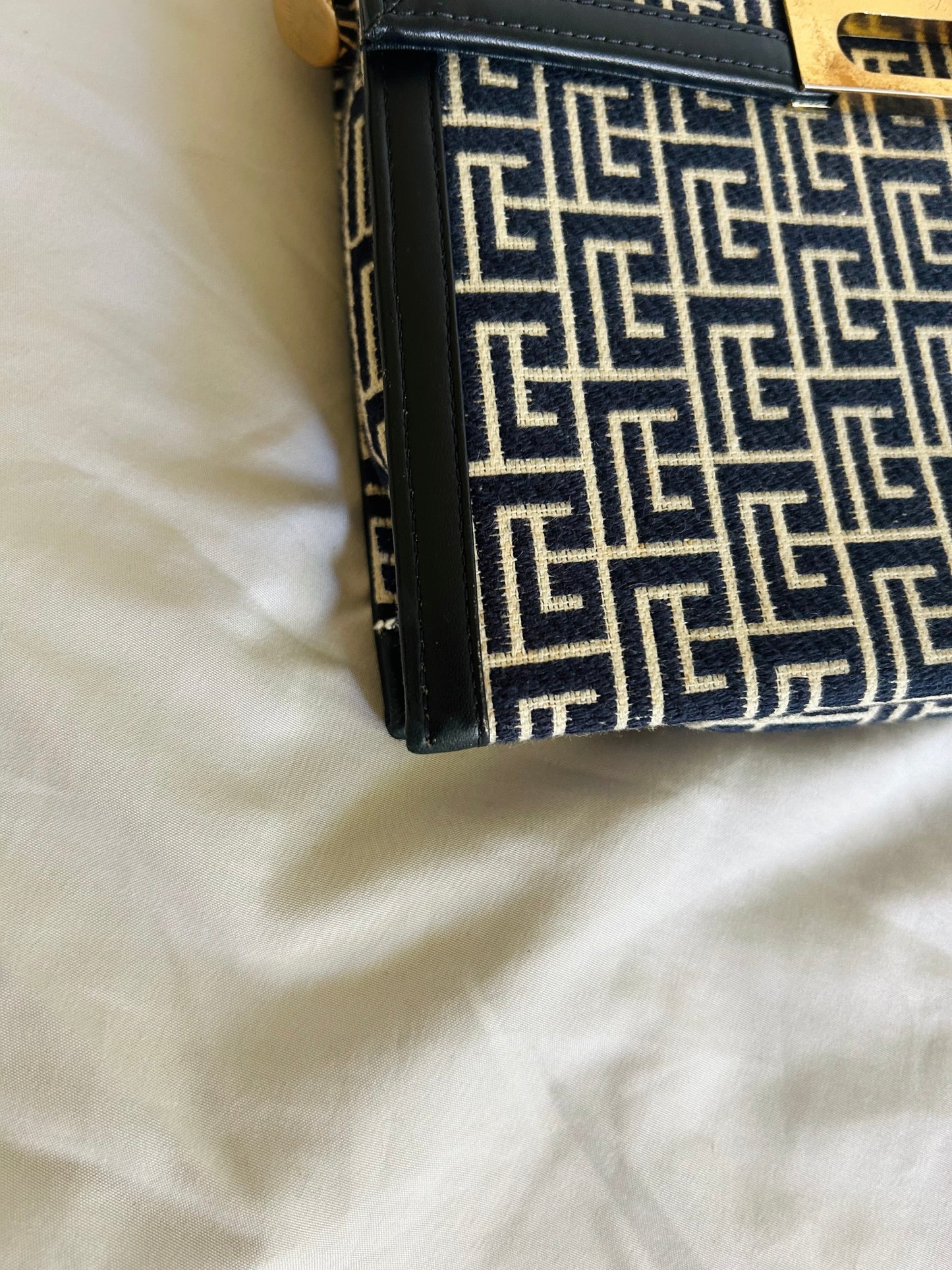 Pierre Balmain Monogram Navy Canvas Bag
