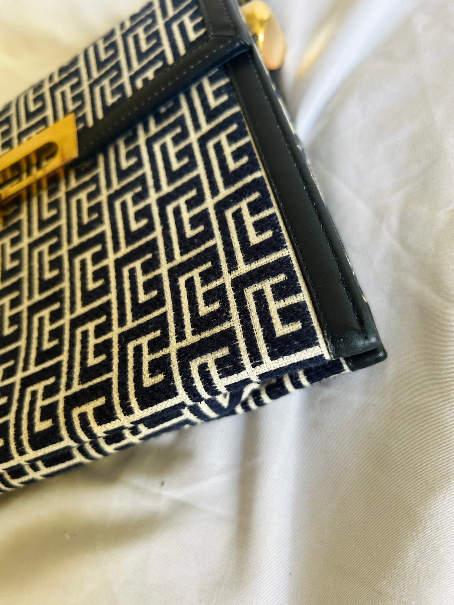 Pierre Balmain Monogram Navy Canvas Bag