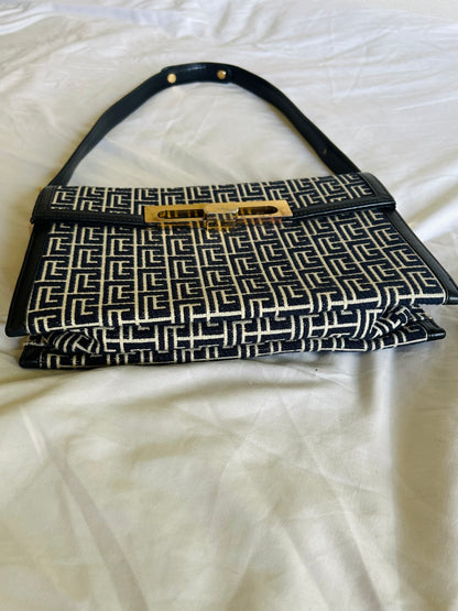 Pierre Balmain Monogram Navy Canvas Bag