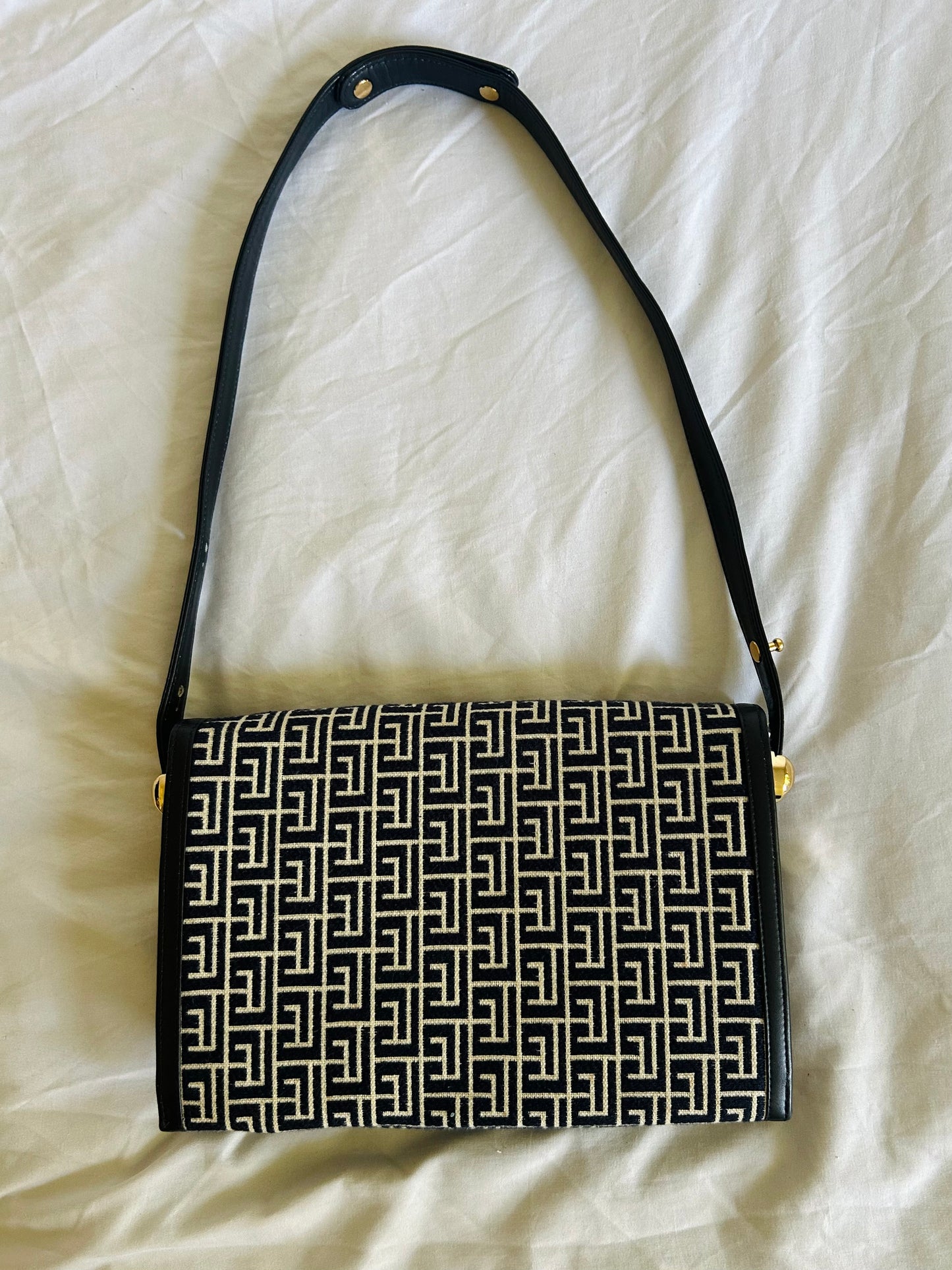 Pierre Balmain Monogram Navy Canvas Bag