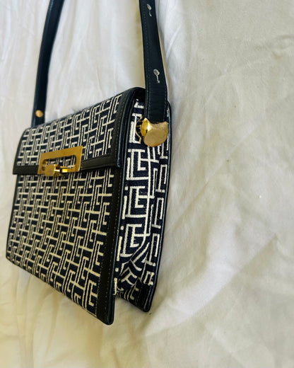 Pierre Balmain Monogram Navy Canvas Bag