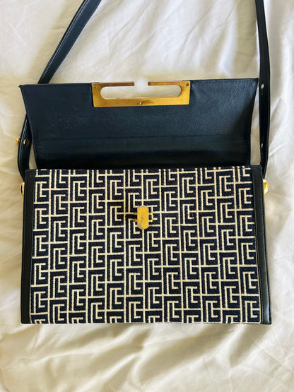 Pierre Balmain Monogram Navy Canvas Bag