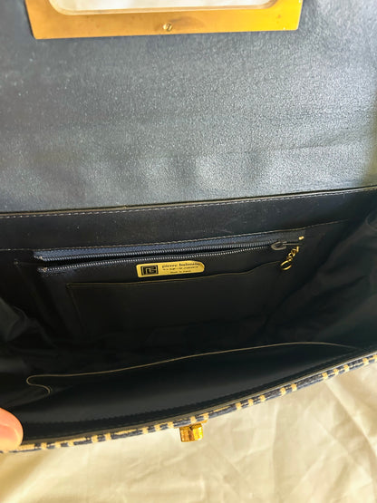 Pierre Balmain Monogram Navy Canvas Bag