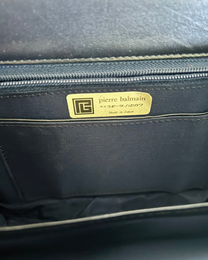 Pierre Balmain Monogram Navy Canvas Bag