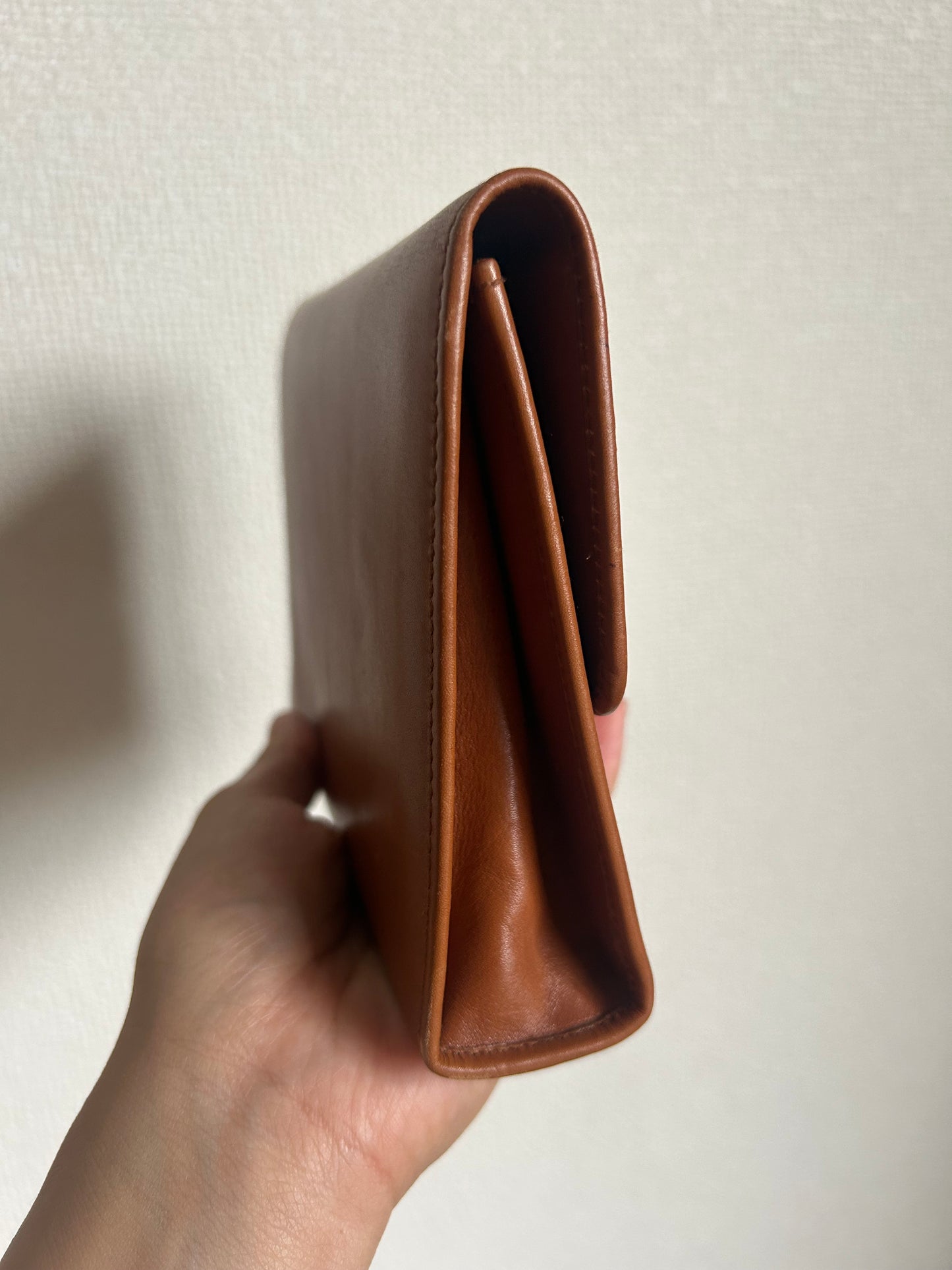 Salvatore Ferragamo Brown Leather Mini Clutch with Mirror