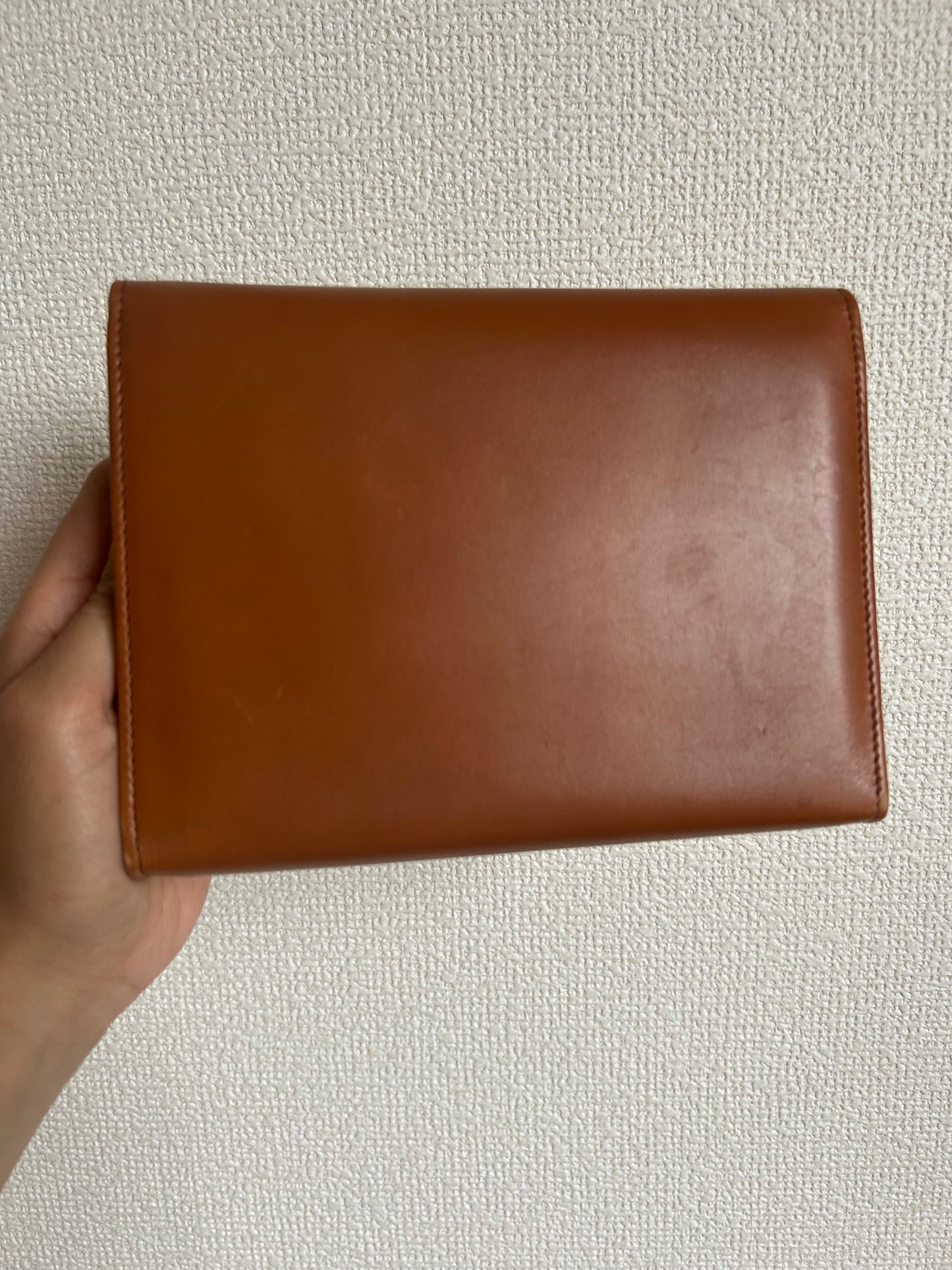 Salvatore Ferragamo Brown Leather Mini Clutch with Mirror
