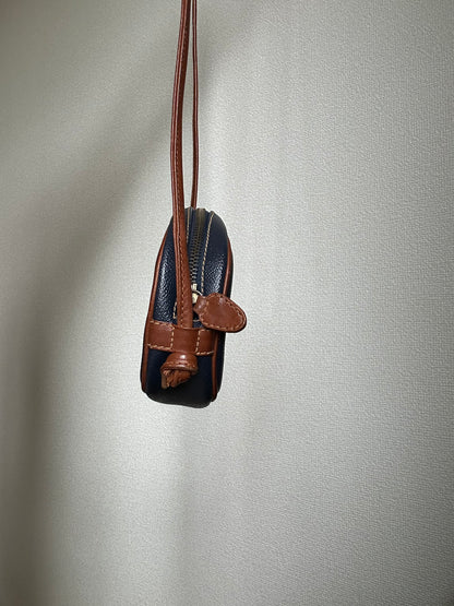 Trussardi Navy & Brown Oval Adjustable Sling