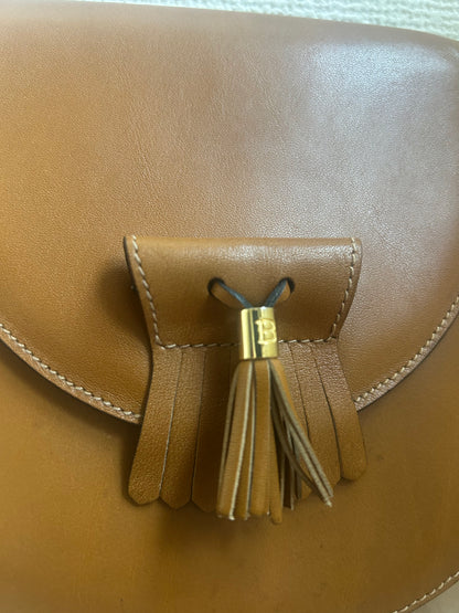 Bally Warm Brown Half Moon Tassel Sling