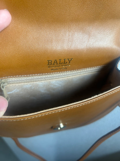 Bally Warm Brown Half Moon Tassel Sling