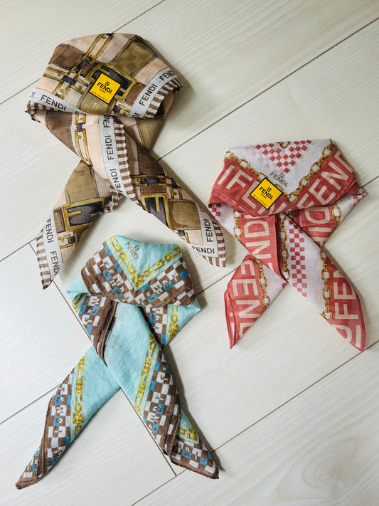 90s Fendi Vintage Large Colorful Handkerchief, Three Piece Set