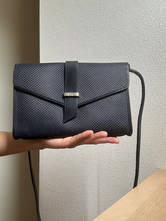 Yves Saint Laurent Vintage Coated Canvas with Leather Trim Shoulder Bag