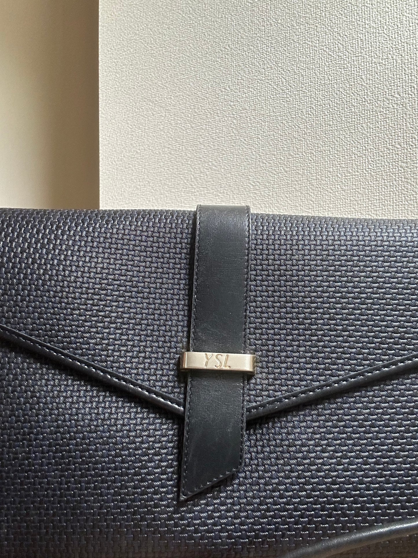 Yves Saint Laurent Vintage Coated Canvas with Leather Trim Shoulder Bag