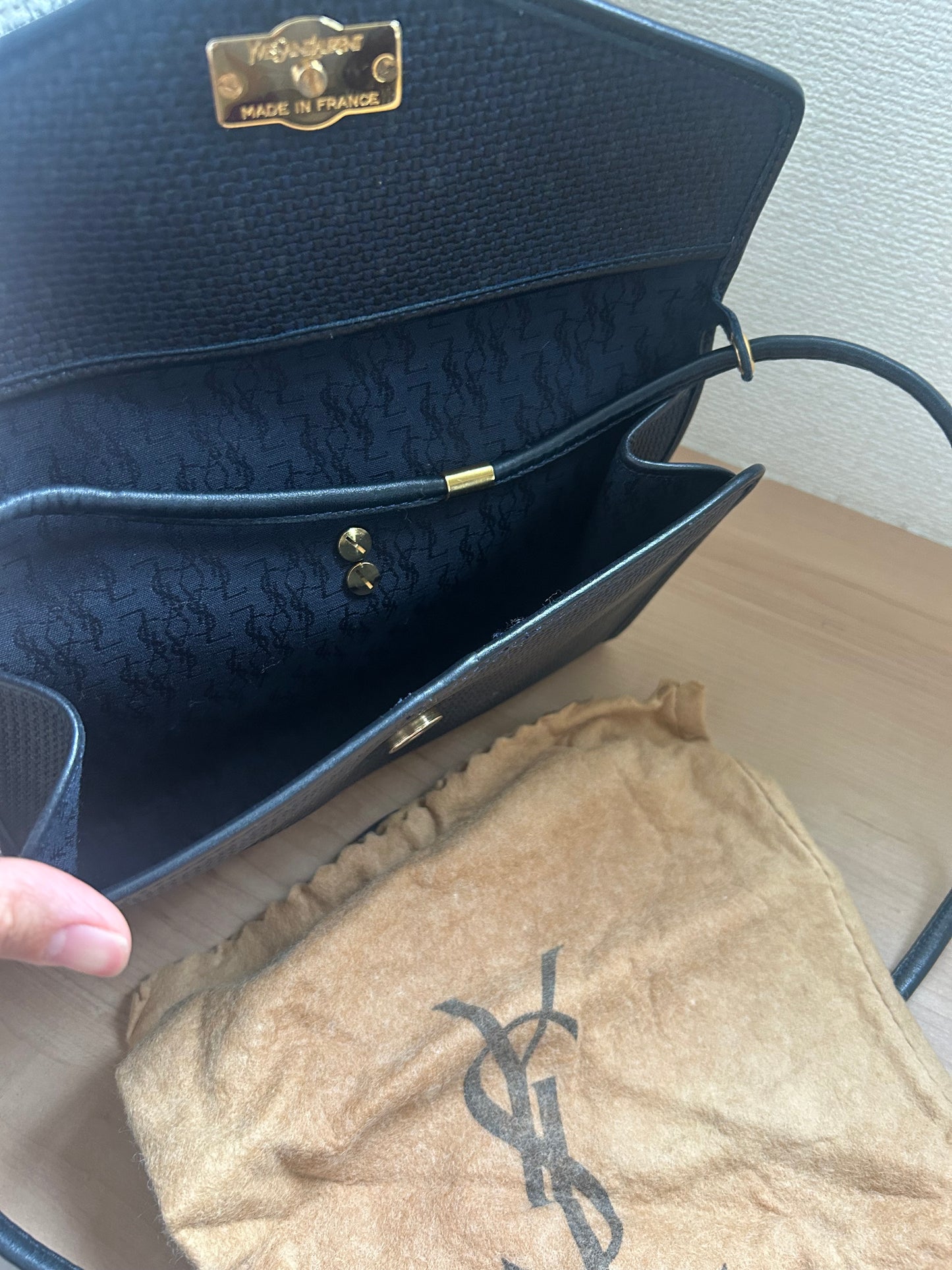 Yves Saint Laurent Vintage Coated Canvas with Leather Trim Shoulder Bag