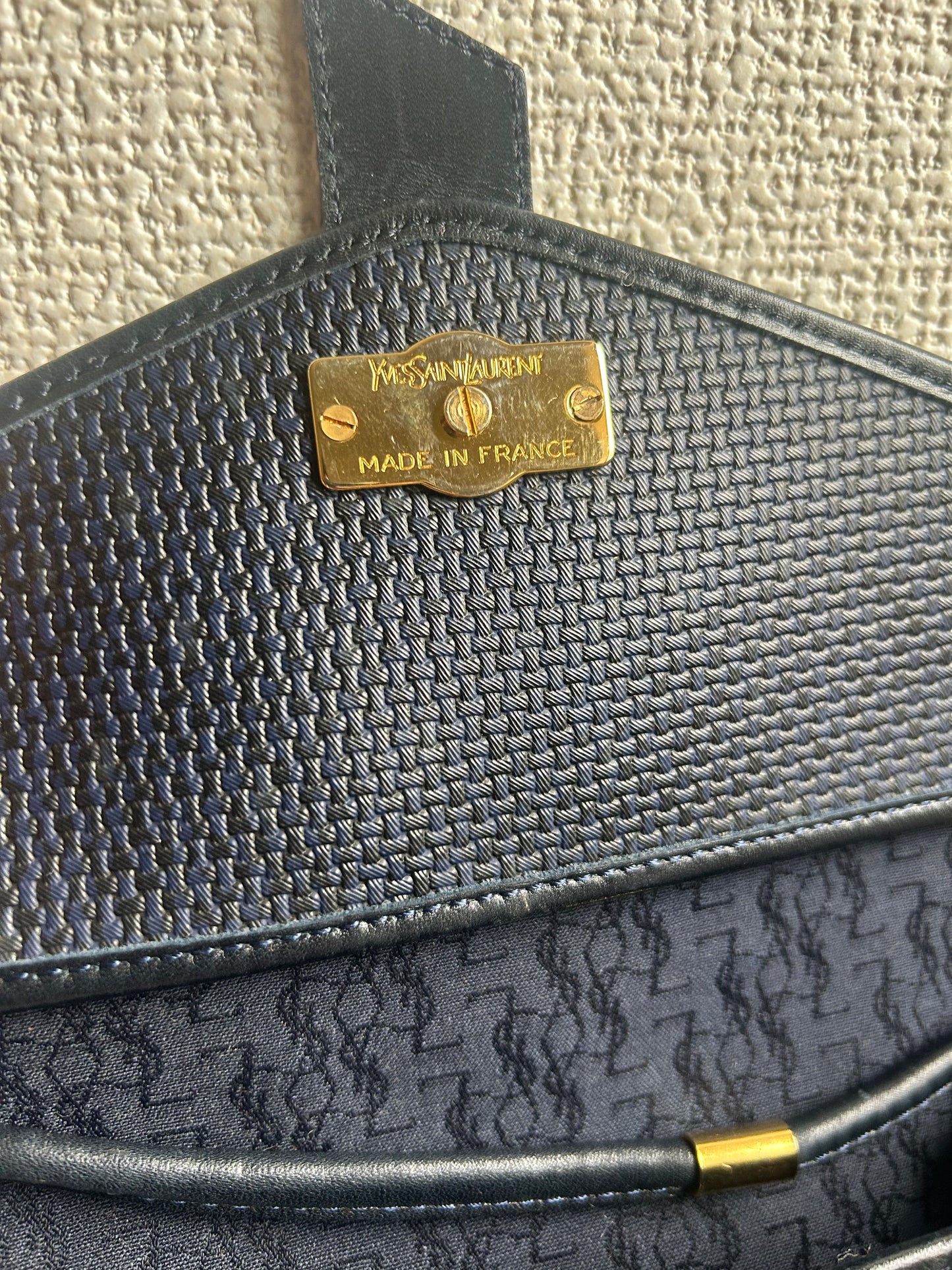 Yves Saint Laurent Vintage Coated Canvas with Leather Trim Shoulder Bag