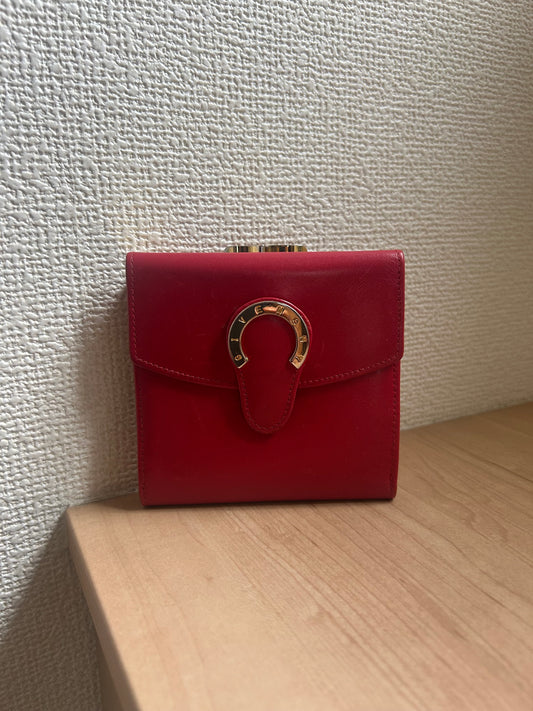 Givenchy Red Leather Tri-fold Wallet with Horseshoe Accent