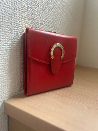 Givenchy Red Leather Tri-fold Wallet with Horseshoe Accent
