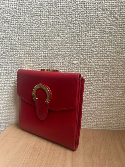 Givenchy Red Leather Tri-fold Wallet with Horseshoe Accent