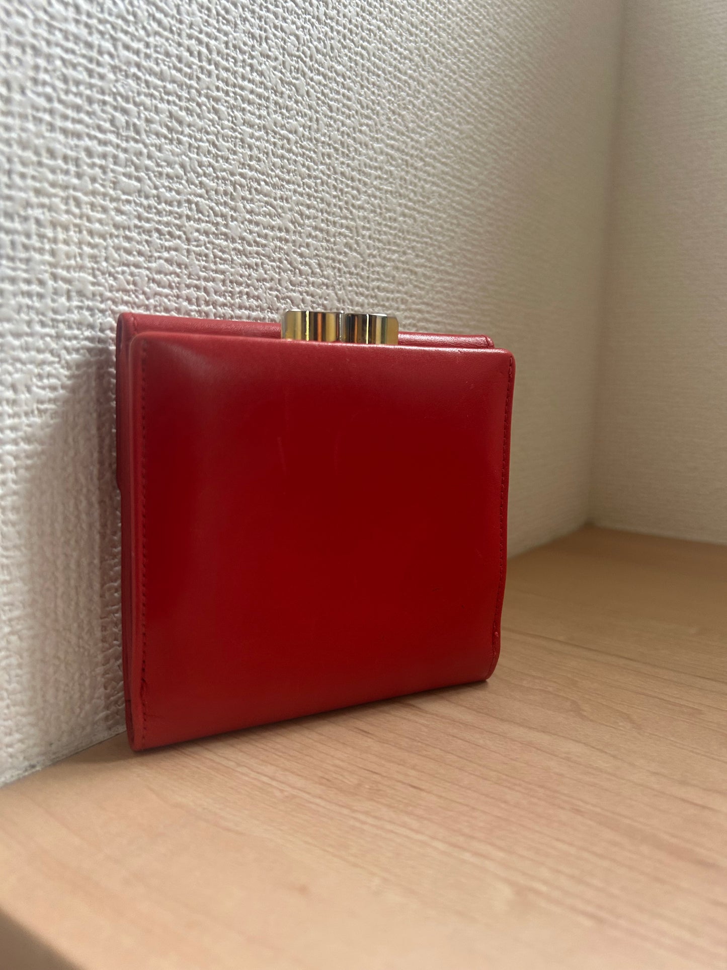 Givenchy Red Leather Tri-fold Wallet with Horseshoe Accent