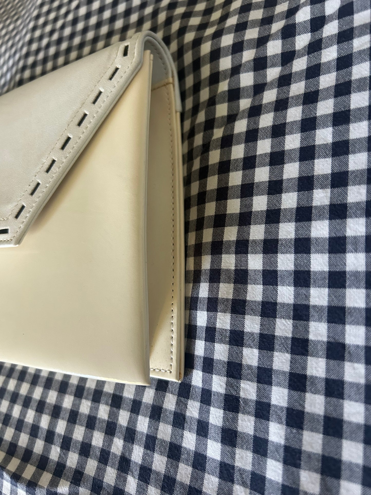 Yves Saint Laurent Cream & White Trapezoid Clutch