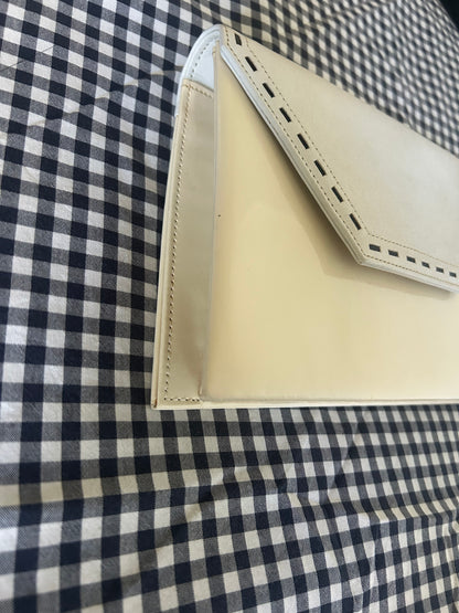 Yves Saint Laurent Cream & White Trapezoid Clutch