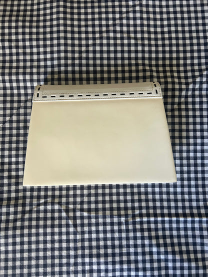 Yves Saint Laurent Cream & White Trapezoid Clutch