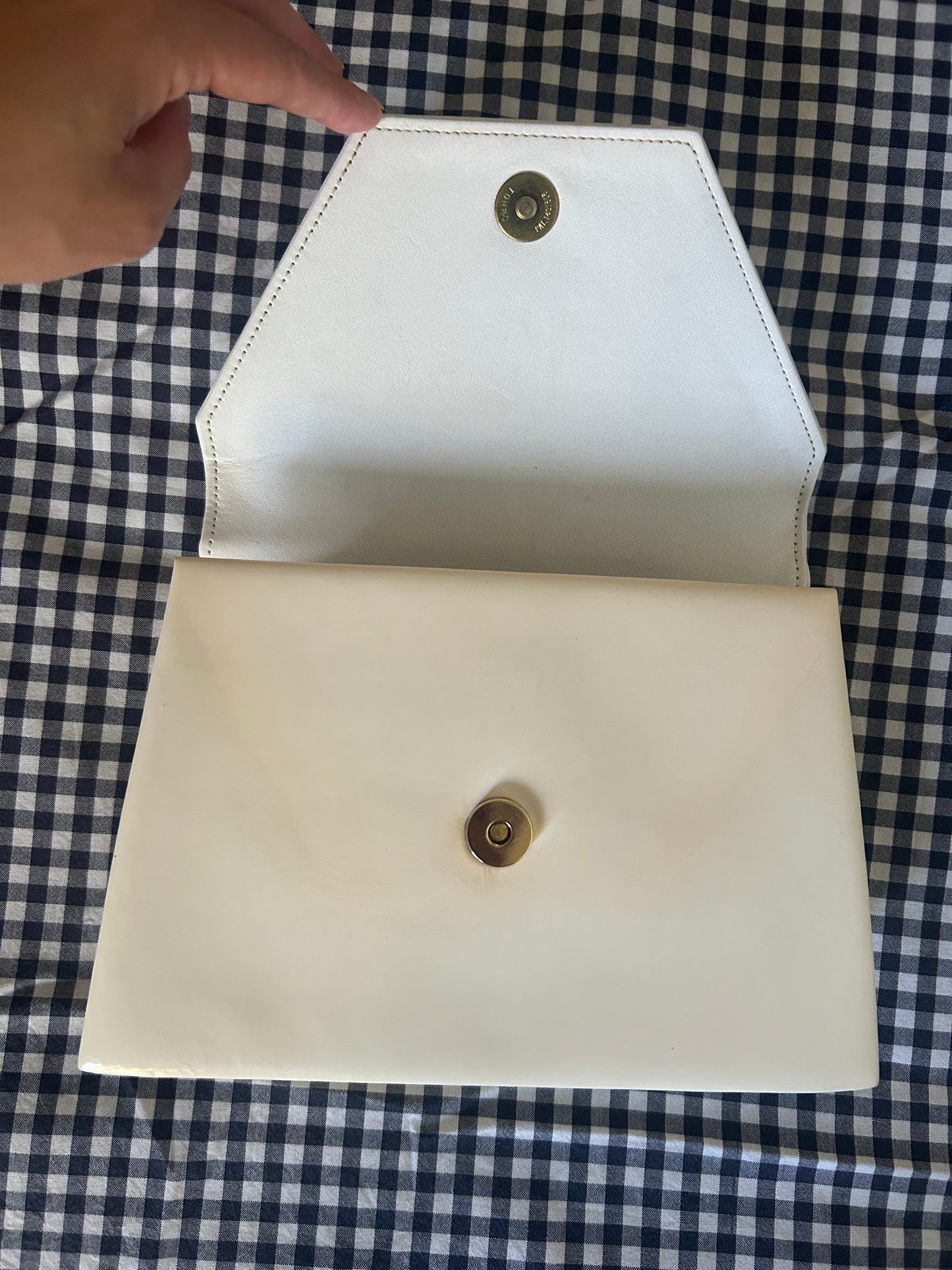 Yves Saint Laurent Cream & White Trapezoid Clutch