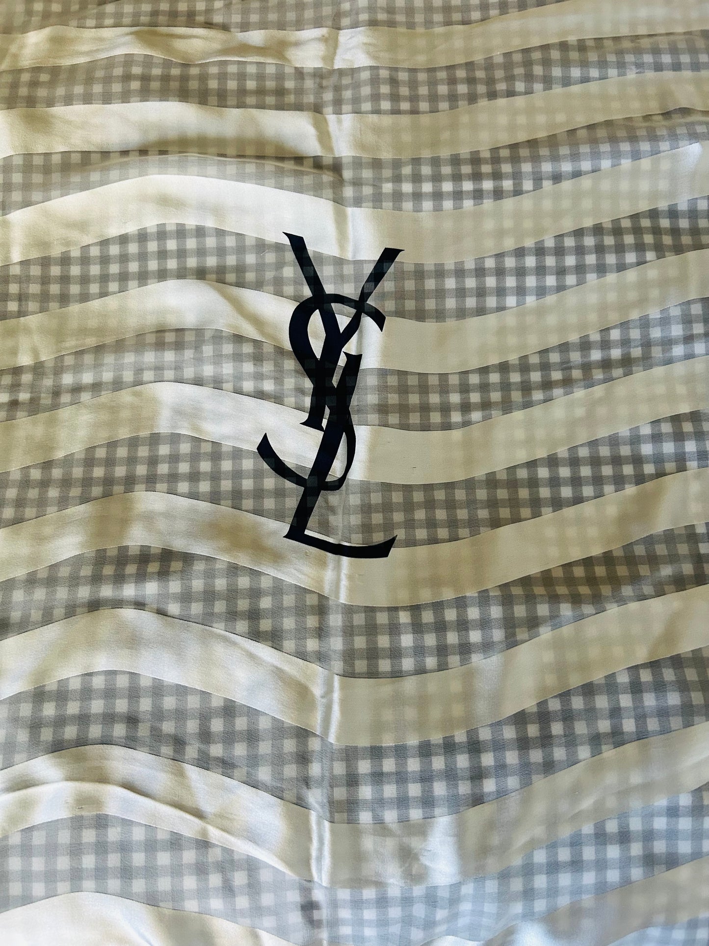Yves Saint Laurent Large Chiffon Striped Scarf