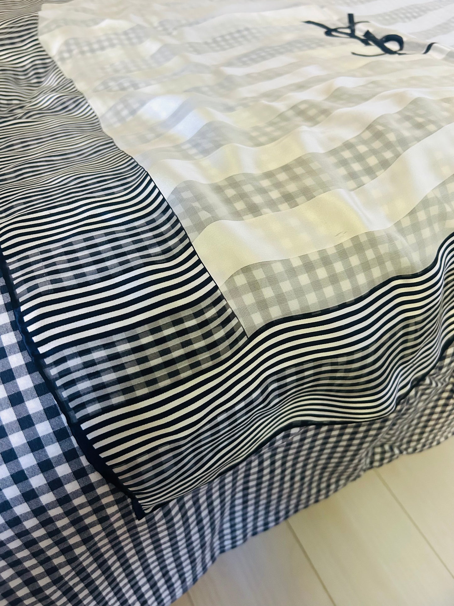 Yves Saint Laurent Large Chiffon Striped Scarf