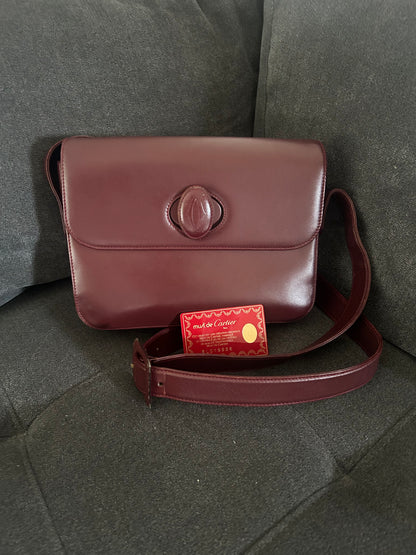 Must de Cartier Bordeaux All Leather Messenger Bag