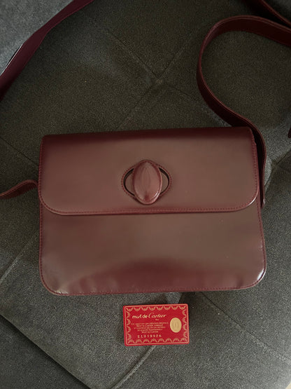Must de Cartier Bordeaux All Leather Messenger Bag