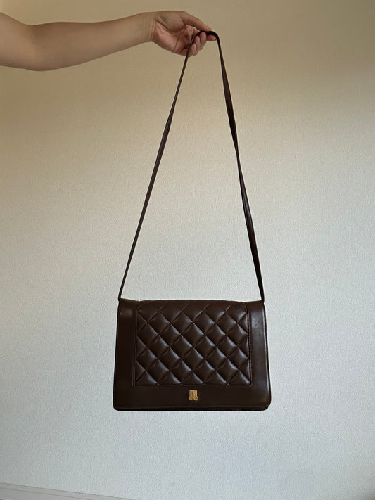 Lanvin Dark Brown Quilted Three-Way Bag