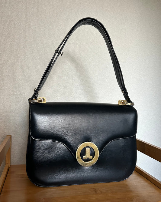 Lanvin Paris Black Leather Formal Bag, with Adjustable Strap