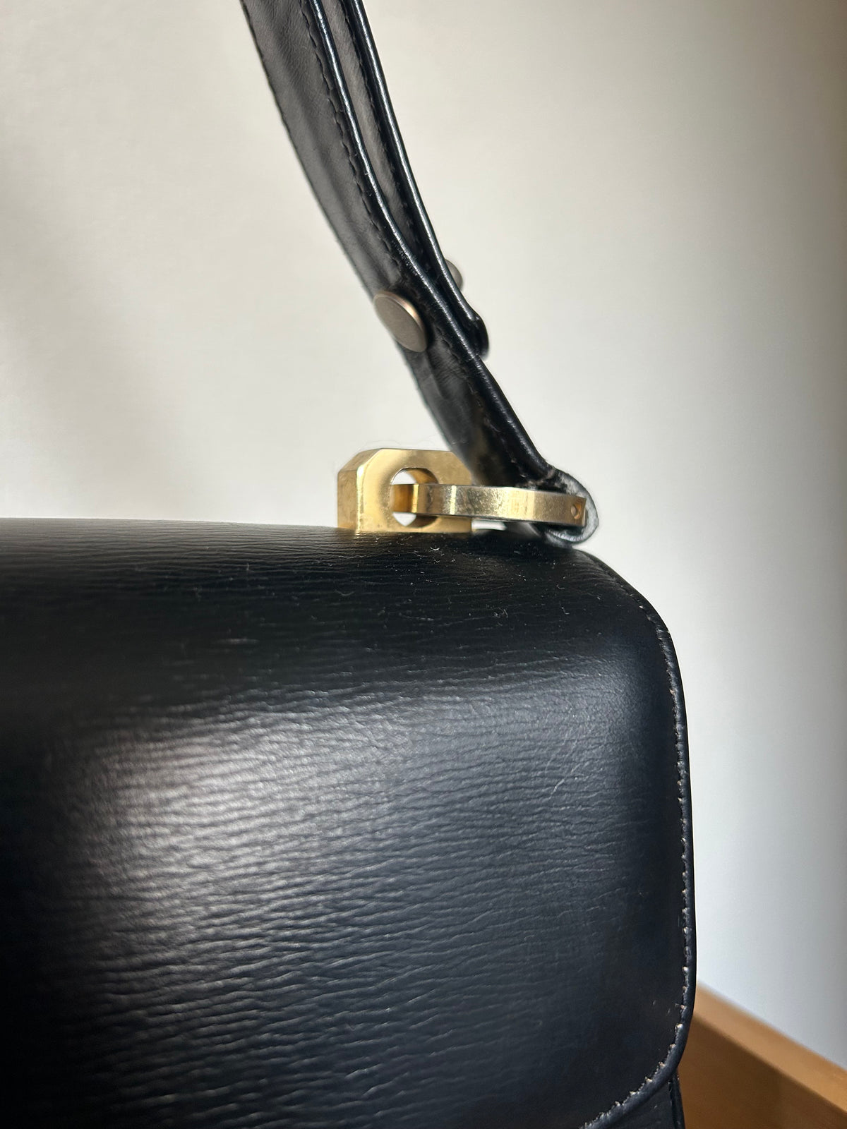 Lanvin Paris Black Leather Formal Bag, with Adjustable Strap