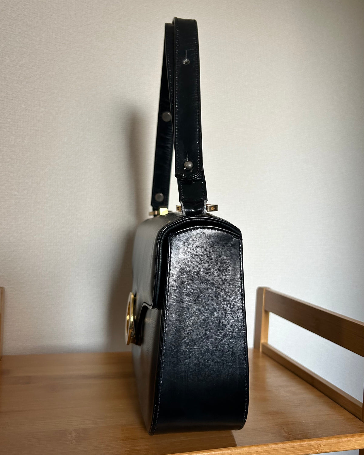 Lanvin Paris Black Leather Formal Bag, with Adjustable Strap