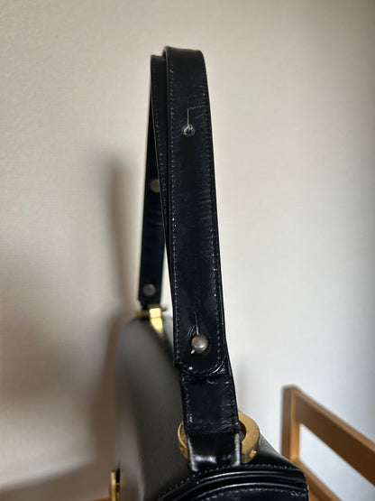 Lanvin Paris Black Leather Formal Bag, with Adjustable Strap