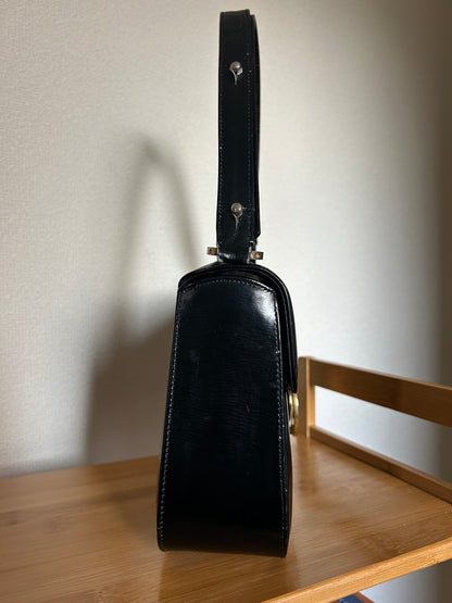 Lanvin Paris Black Leather Formal Bag, with Adjustable Strap