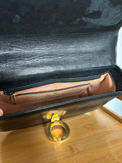Lanvin Paris Black Leather Formal Bag, with Adjustable Strap