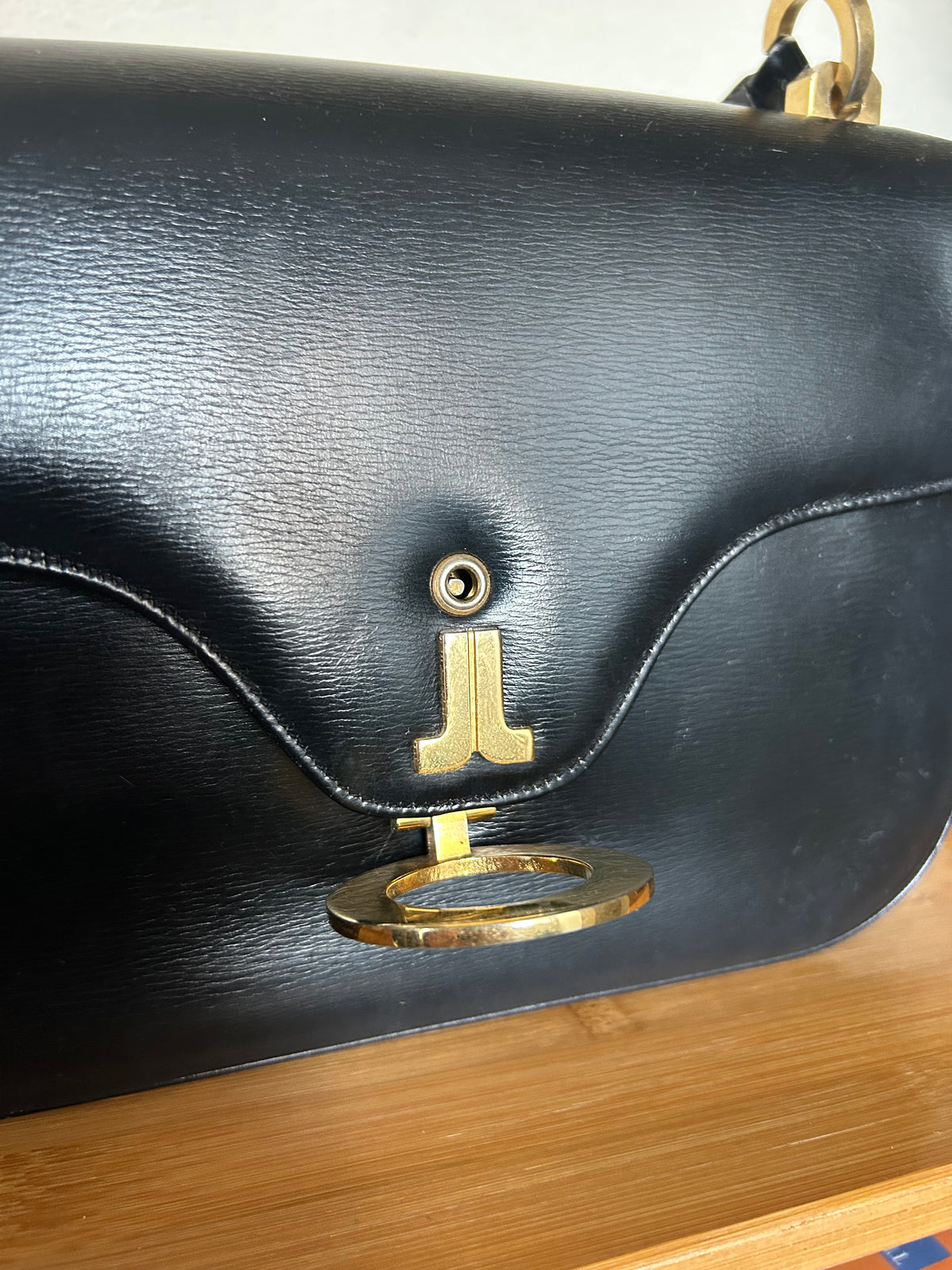 Lanvin Paris Black Leather Formal Bag, with Adjustable Strap