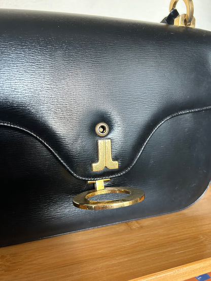Lanvin Paris Black Leather Formal Bag, with Adjustable Strap